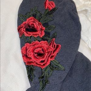 Rose embroidered hoodie